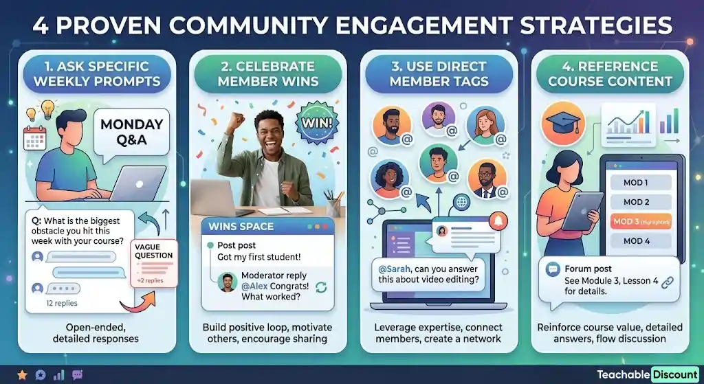 Teachable Community engagement prompts driving member
